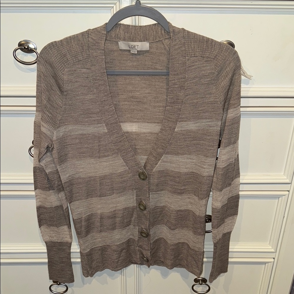 LOFT Women's Brown Striped Sweater